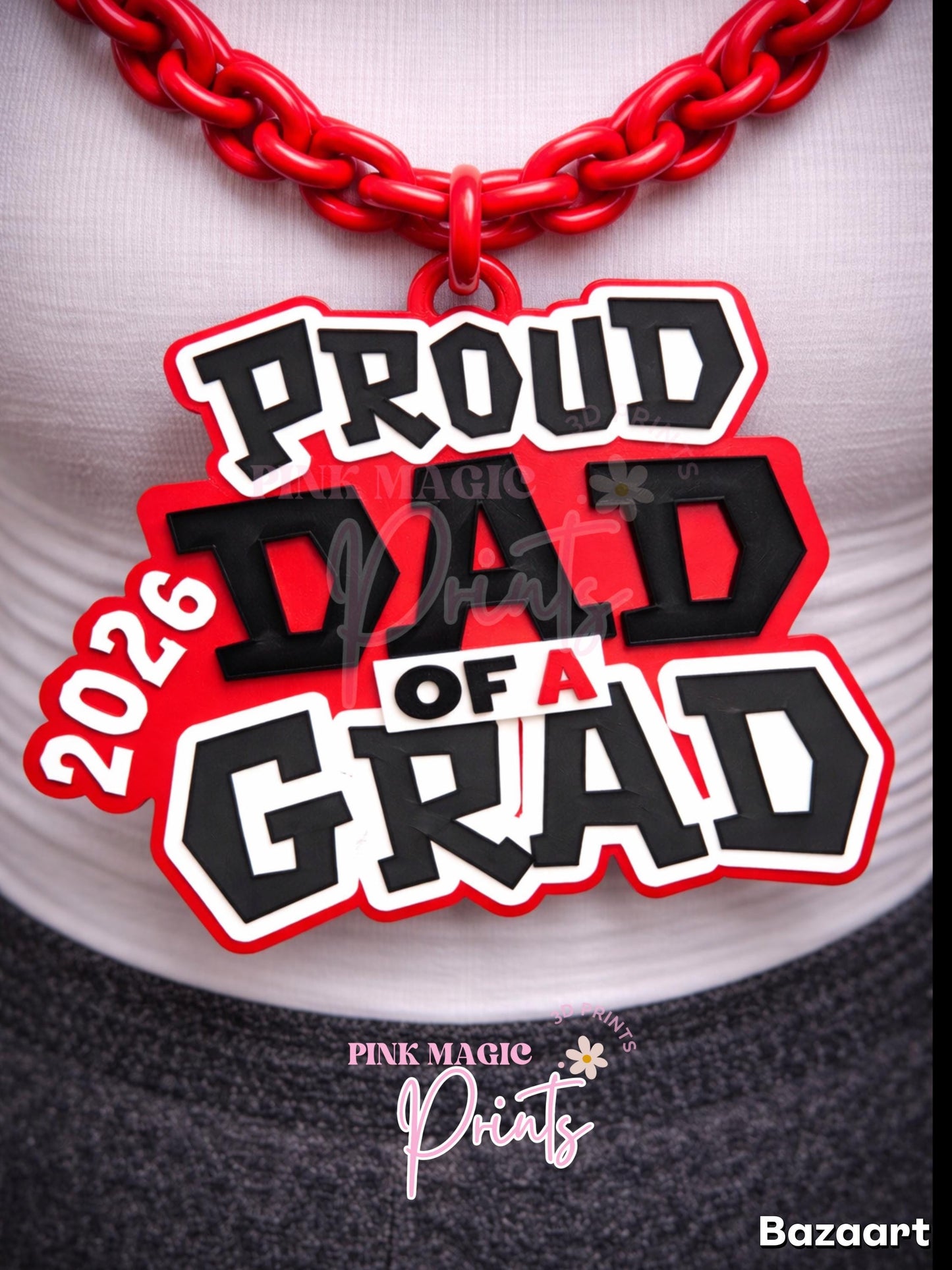 Hype Chain| Proud Mom Grad 2026 Chain Necklace | Personalized Graduation Keepsake