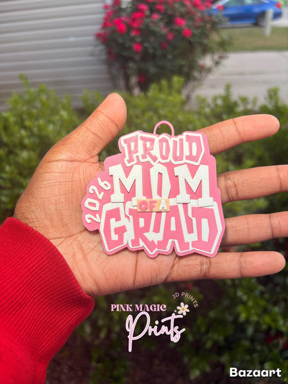 Hype Chain| Proud Mom Grad 2026 Chain Necklace | Personalized Graduation Keepsake